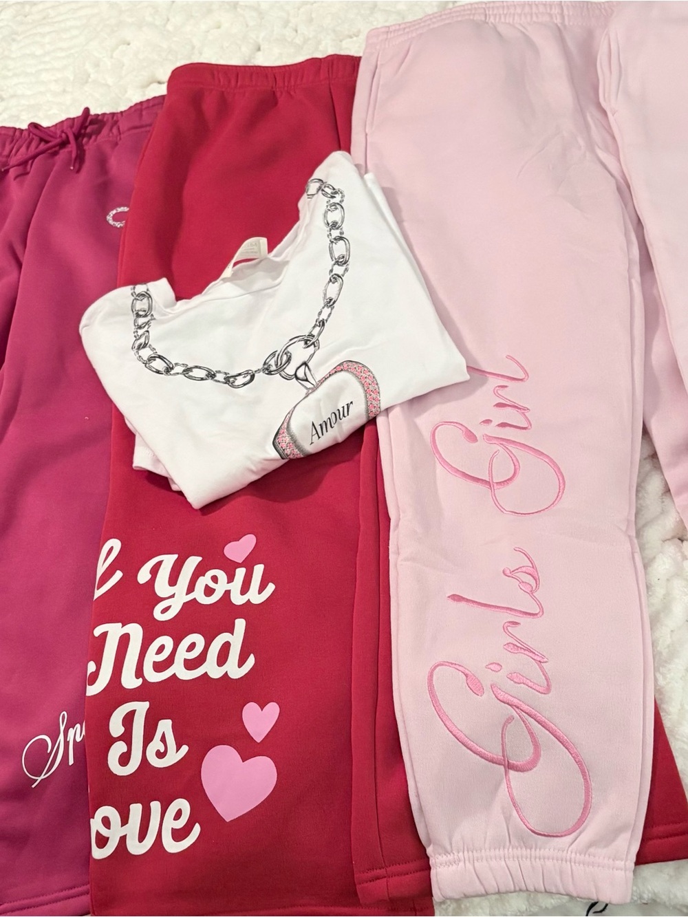 Girls' Pink & Red sweatpants bundle of 4 size 14 NWT